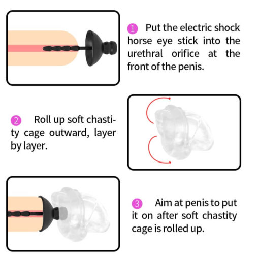Silicone Vibrating Chastity Cage With Power Box Wearing Instruction1