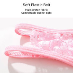 Sissy Mens Erotic Sheer Crotchless Lace Underwear Pink Elastic Belt