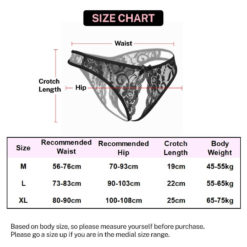 Sissy Mens Erotic Sheer Crotchless Lace Underwear Size Chart
