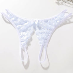 Sissy Mens Erotic Sheer Crotchless Lace Underwear White