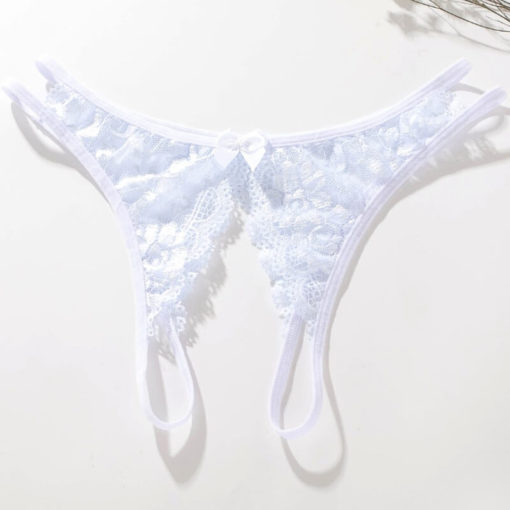 Sissy Mens Erotic Sheer Crotchless Lace Underwear White