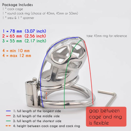 Stainless Steel Chastity Cage With Strap On Cage Size1
