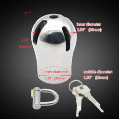 Stainless Steel Male Chastity Device With Titanium PA Lock Size