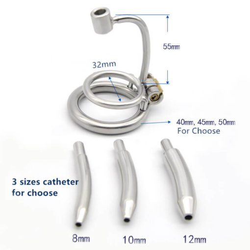 Steel Chastity Device With Replaceable Urethral Tube Ring Size