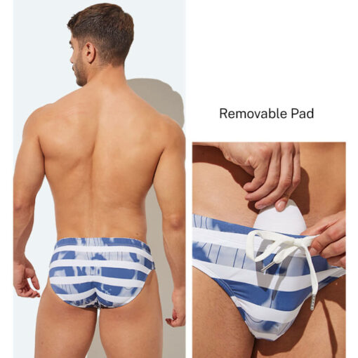 Femboy Adjustable Drawstring Printed Swimsuit Model Stripe Back