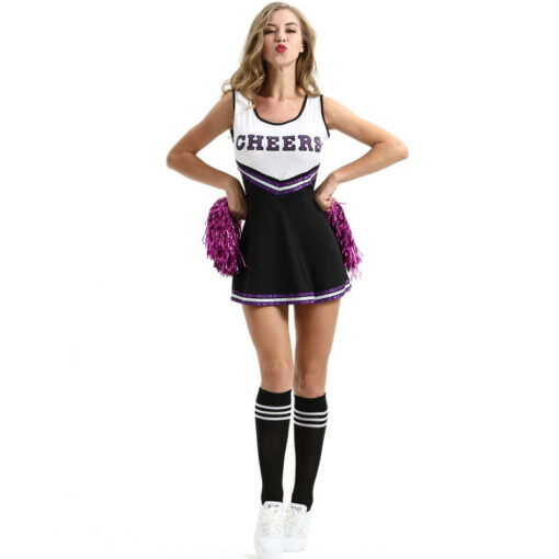 Femboy Cheerleader Dress Costume Black Front2