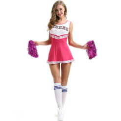 Femboy Cheerleader Dress Costume Rose Red Front1