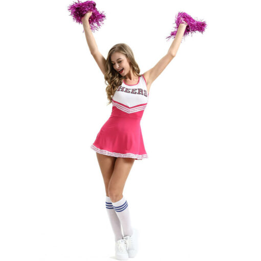 Femboy Cheerleader Dress Costume Rose Red Front2