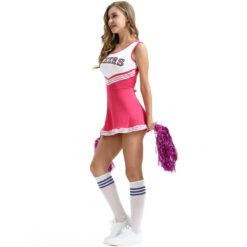 Femboy Cheerleader Dress Costume Rose Red Side