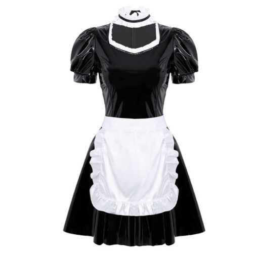 French Maid Patent Leather Dress With Apron Front