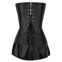 Gothic Pleather Corset With Skirt Back