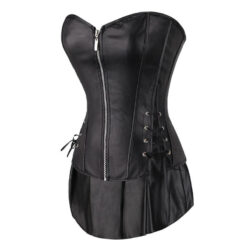 Gothic Pleather Corset With Skirt Side