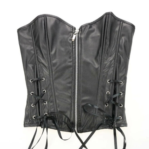 Gothic Pleather Corset With Skirt Single Corset