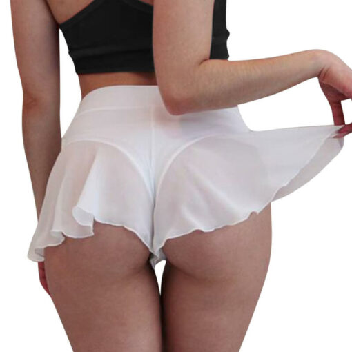 Hot Micro Mini Skirt Culotte Shorts White Model