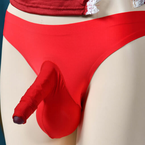 Ice Silk Cock And Ball Sock Thong Red