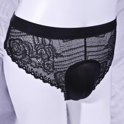 Lace Floral See Through Hiding Gaff Black Front