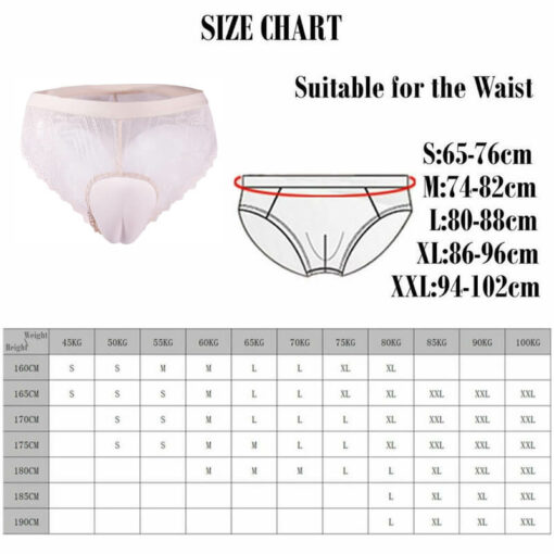 Lace Floral See Through Hiding Gaff Size Chart