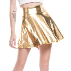Pimp Me Out Sissy Pleather Skirt Gold Front