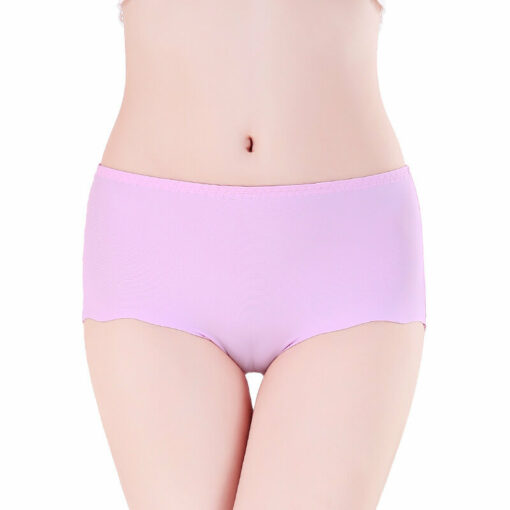 Plus Size Stretch Ice Silk Seamless Panties Pink
