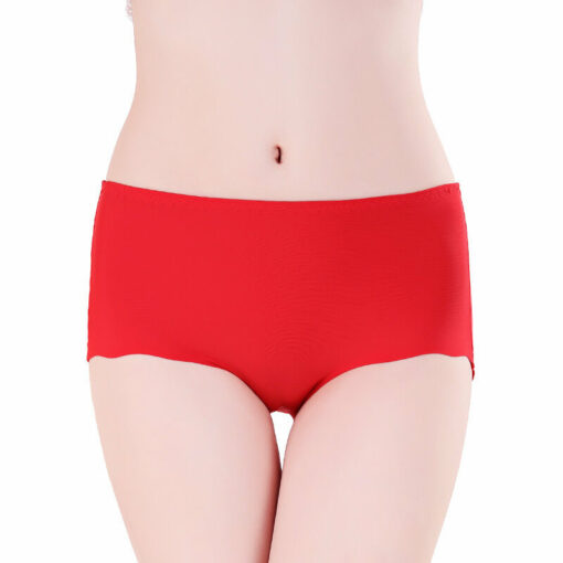 Plus Size Stretch Ice Silk Seamless Panties Red