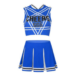Sissy Cheerleader Costume Crop Top With Mini Pleated Skirt Blue