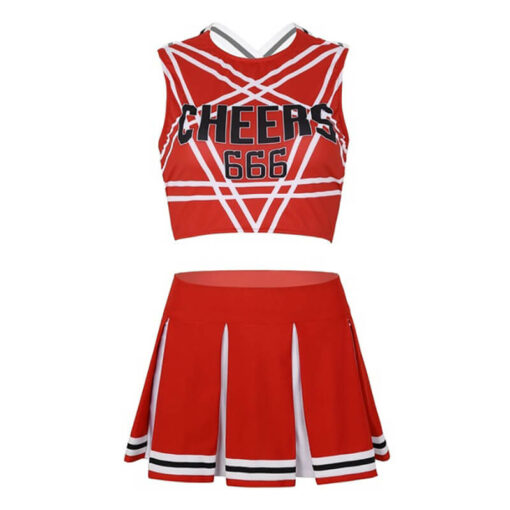 Sissy Cheerleader Costume Crop Top With Mini Pleated Skirt Red