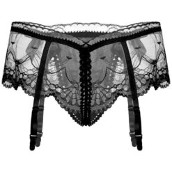 Sissy Lace G-string Mini Skirt With Garters Black Back