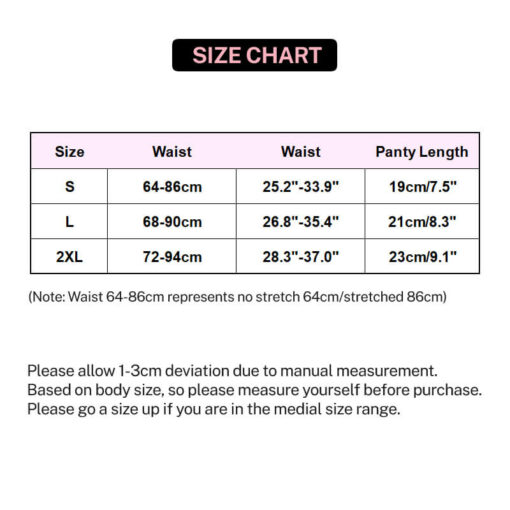 BDSM Bondage Strapon Harness Panties Size Chart