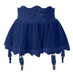 Cute Sissy See Through Corset Mini Skirt With Garters Blue Flat