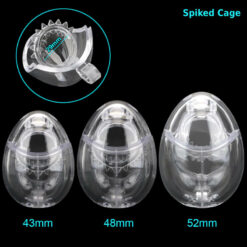 Egg Chastity Device With Anti Pullout Ring Spiked Cage Size