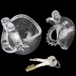 Egg Chastity Device With Anti Pullout Ring Spiked Cage Unassembled