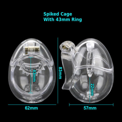 Egg Chastity Device With Anti Pullout Ring Spiked Cage With 43mm Ring