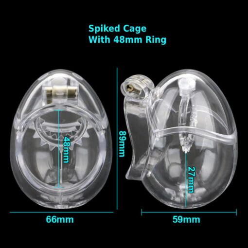 Egg Chastity Device With Anti Pullout Ring Spiked Cage With 48mm Ring