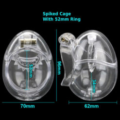 Egg Chastity Device With Anti Pullout Ring Spiked Cage With 52mm Ring