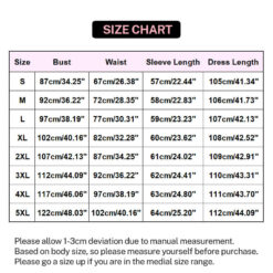 Gothic Victorian Court Dress Lolita Costume Outfit Size Chart