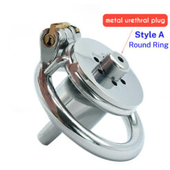 Inverted Cylinder Flat Chastity Cage StyleA Round Ring With Urethral Tube