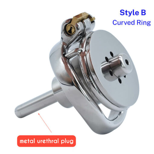Inverted Cylinder Flat Chastity Cage StyleB Curved Ring With Urethral Tube