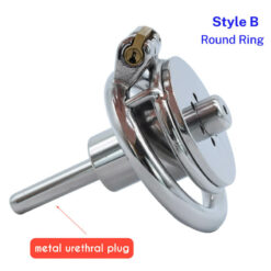 Inverted Cylinder Flat Chastity Cage StyleB Round Ring With Urethral Tube