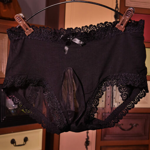 Mens Sissy Pouch Panties With Butt Cheeks Exposed Black