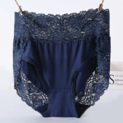 Plus Size Lace High Waist Panties For Sissy Men Blue