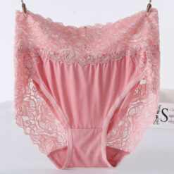 Plus Size Lace High Waist Panties For Sissy Men Pink