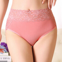 Plus Size Lace High Waist Panties For Sissy Men Pink Front