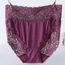 Plus Size Lace High Waist Panties For Sissy Men Purple