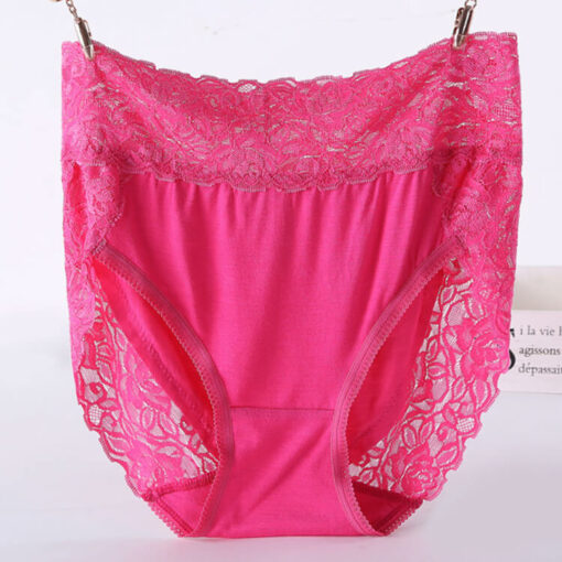 Plus Size Lace High Waist Panties For Sissy Men Rose Red