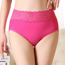 Plus Size Lace High Waist Panties For Sissy Men Rose Red Front