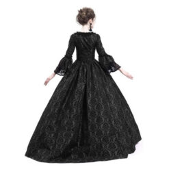 Plus Size Lace Medieval Corset Court Dress Black Back