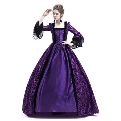 Plus Size Lace Medieval Corset Court Dress Purple Dancing