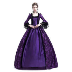 Plus Size Lace Medieval Corset Court Dress Purple Front