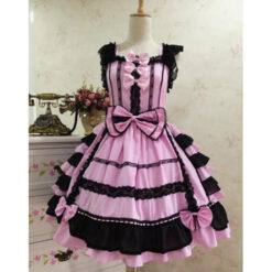 Sissy Luxurious Frilly Princess Dress Pink Black