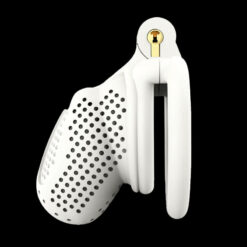 3D Printed Bee-hive Chastity Cage White With Flat Ring